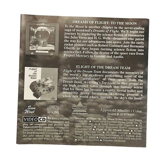 10/25🦋 Air & Space Dreams of Flight to the Moon/Flight of the Dream Team Vid CD - Picture 16 of 16